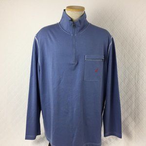Nautica Mens 1/4 Zip Mock Neck Pullover Sweatshirt Blue Lightweight Size XL